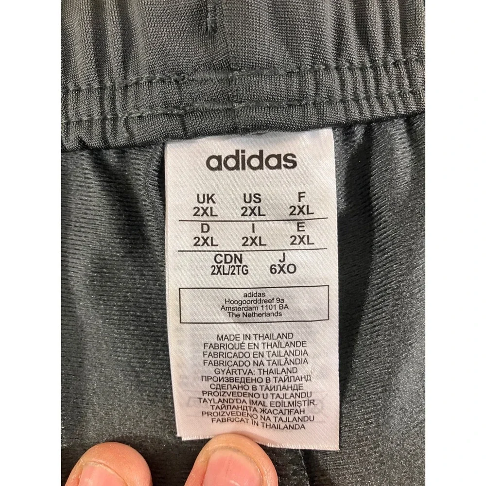 Adidas Mens Track Pants Joggers Gray Polyester Elastic Waist Drawstring Size 2XL